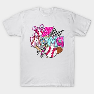 Baseball Mama Coquette Bow Game Day Baseball Mom Mother T-Shirt
